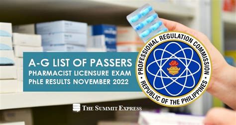 PhLE RESULT: November 2022 Pharmacist board exam list of .